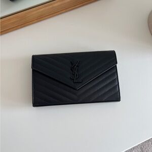 Saint Laurent Monogram Quilted Leather Wallet on a Chain